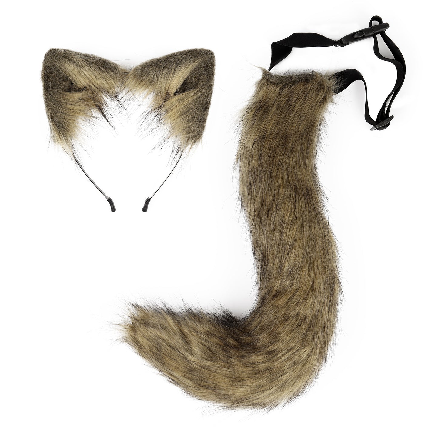 Plush Faux Foxtail and Ears Headband