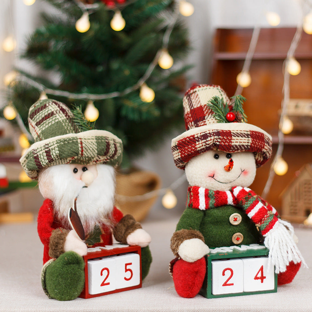 Christmas Calendar Old Man Snowman Doll Ornament Wooden Creative Home Festival Christmas Decoration