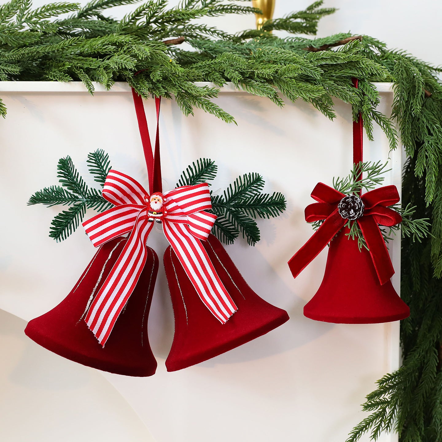 Santa Yuan Painted Velvet Nordic Christmas Bell Ornament Christmas Tree Decoration Home Window Hanging Decor