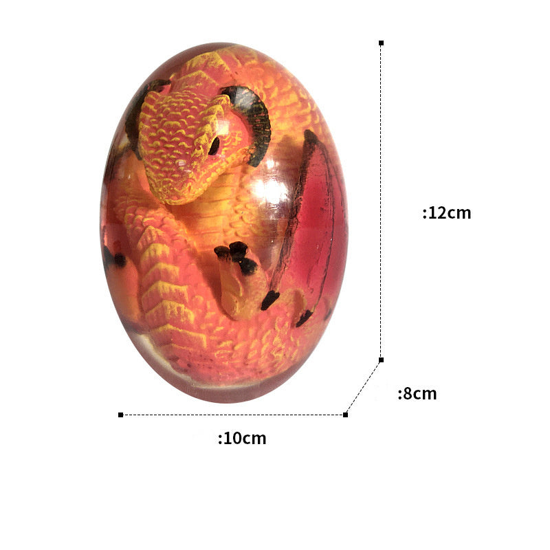 LED Lava Dragon Egg Statue Resin  Reiki Home Decor