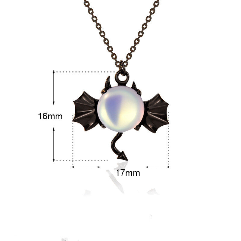 Sterling Silver Demon Moonstone Necklace Halloween Jewelry