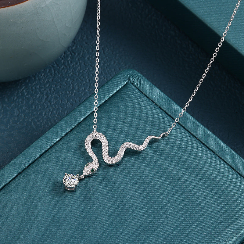 S925 Sterling Silver Jewelry Cross Snake Year Necklace