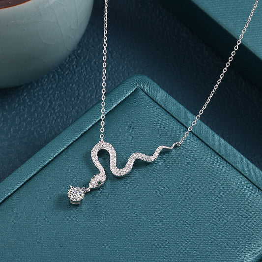 S925 Sterling Silver Jewelry Cross Snake Year Necklace