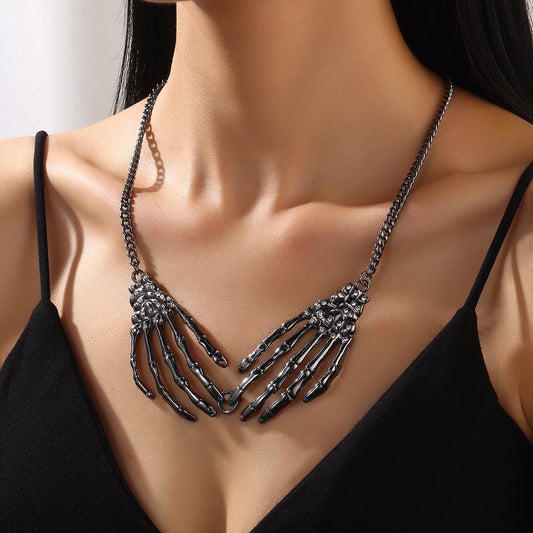 Rhinestone-Studded Skeleton Necklace