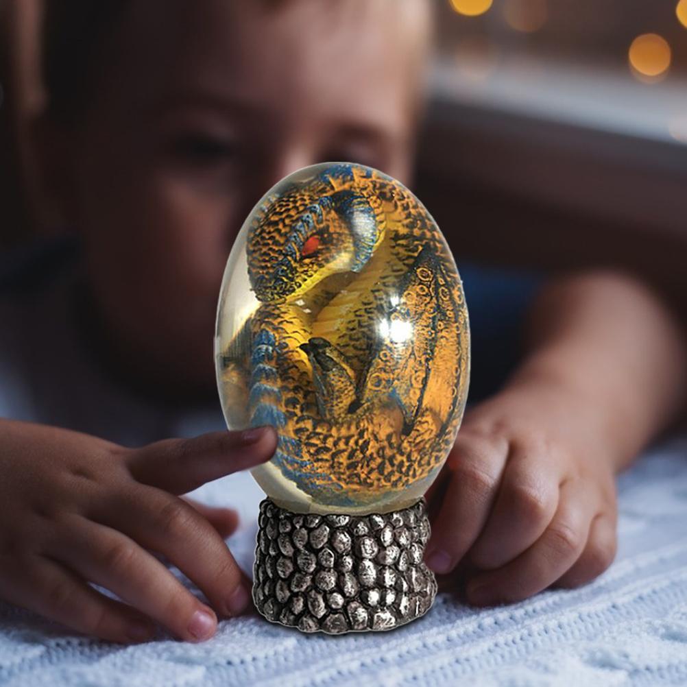 LED Lava Dragon Egg Statue Resin  Reiki Home Decor