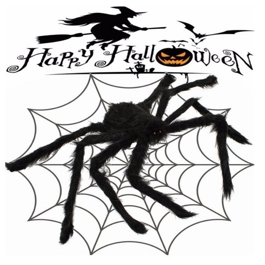 Halloween Plush Spider and/or Giant Web Haunted House Prop Indoor Outdoor Giant Decor