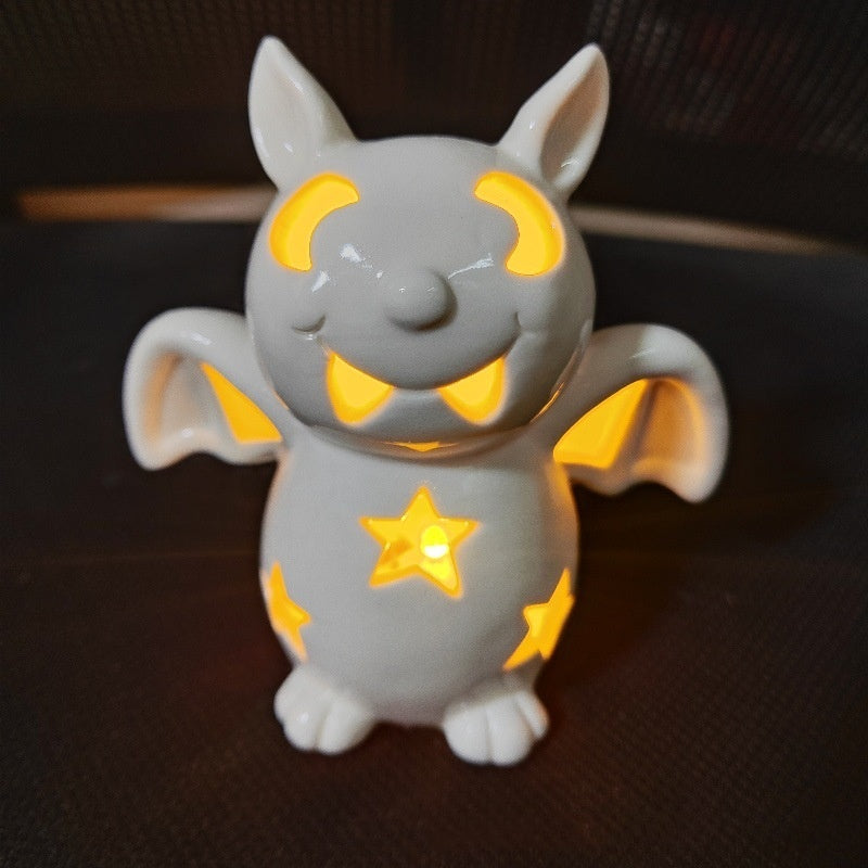 Halloween Pumpkin Lamp Ceramic Luminous Skull or Bat Decoration