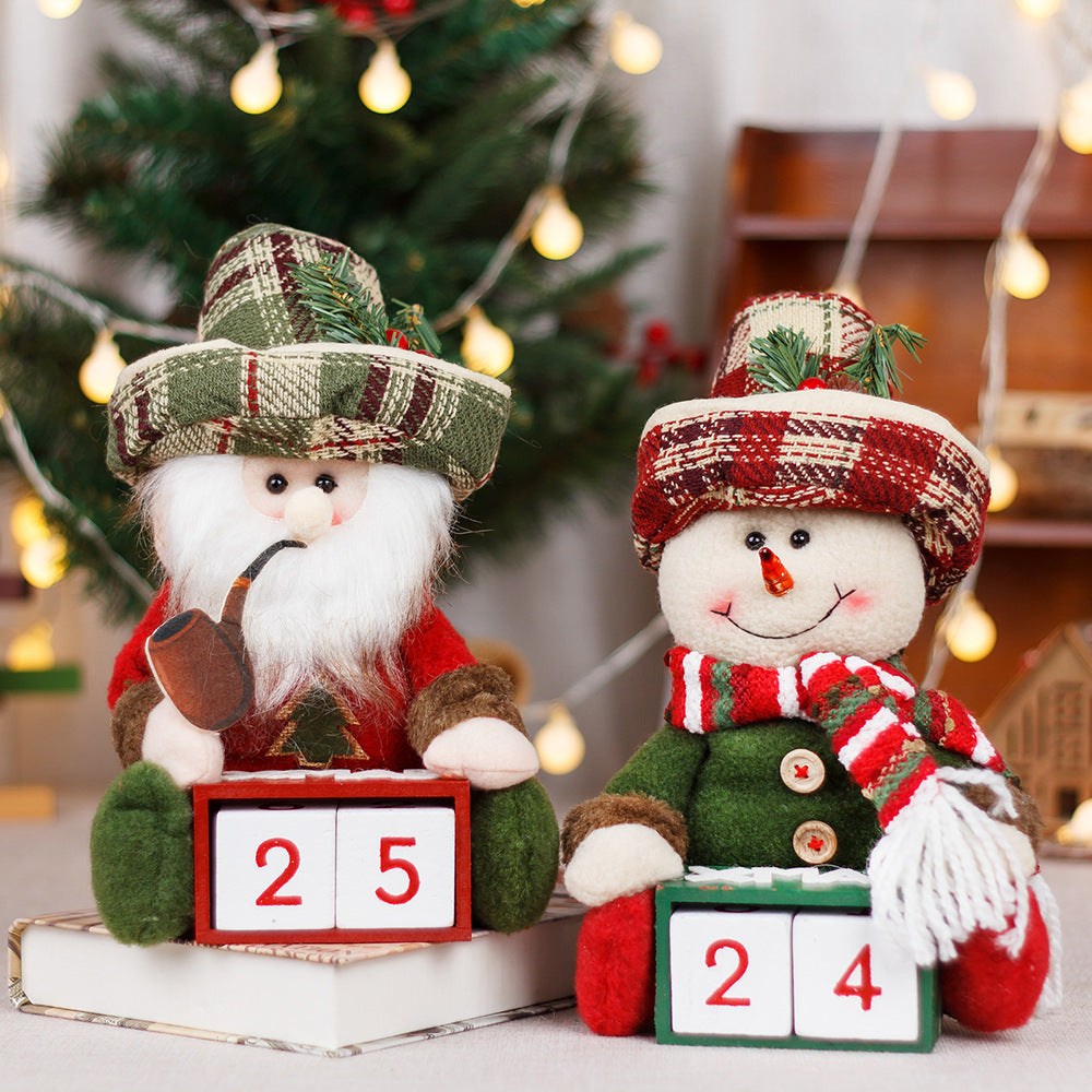 Christmas Calendar Old Man Snowman Doll Ornament Wooden Creative Home Festival Christmas Decoration