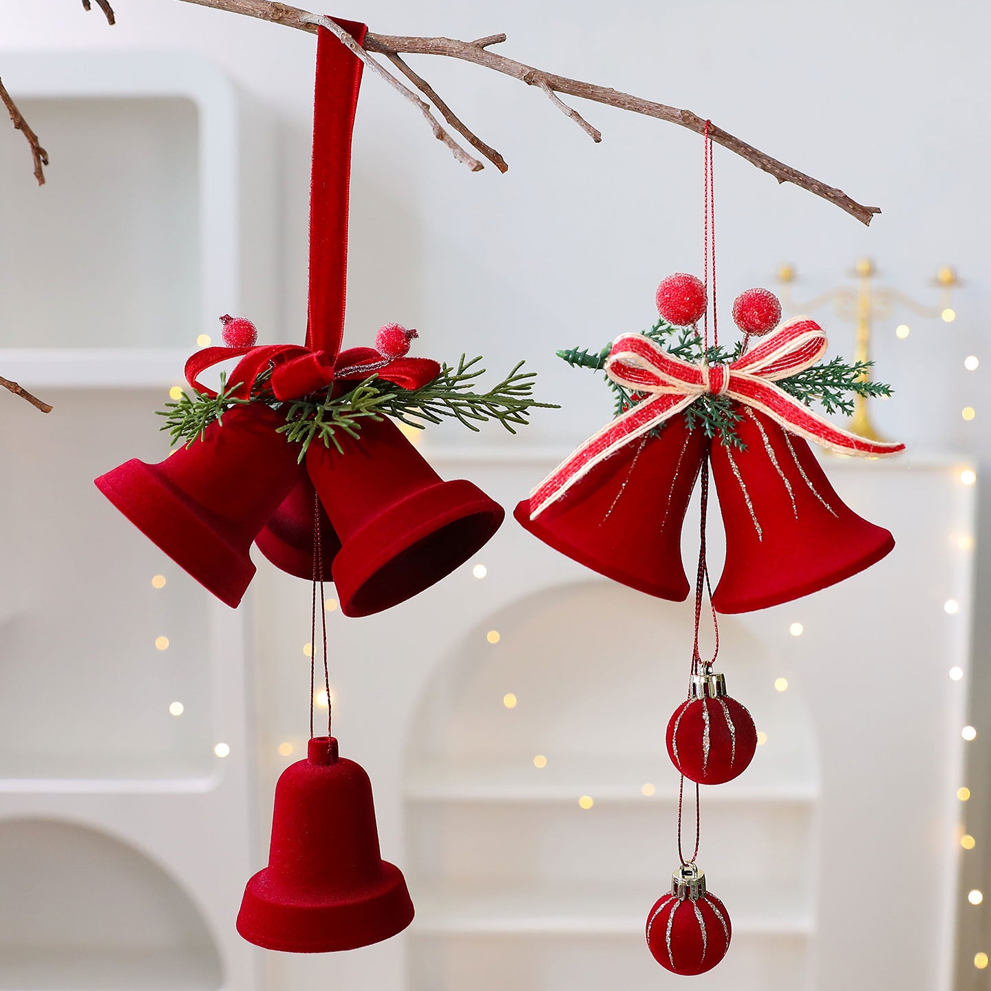 Santa Yuan Painted Velvet Nordic Christmas Bell Ornament Christmas Tree Decoration Home Window Hanging Decor