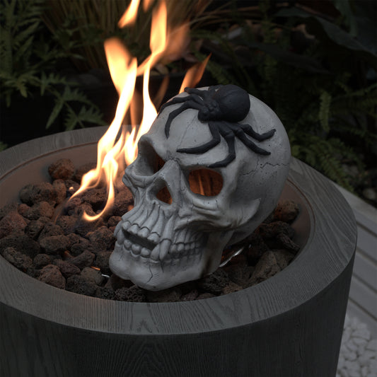 Demon Skull Fire Pit Decoration – Halloween Outdoor Fireplace Skull