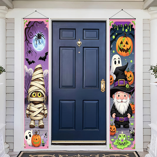 Halloween Mummy and Wizard Couplet Banners