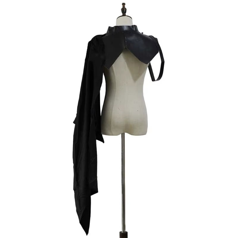 Medieval Black Cloak Single Shoulder Retro Gothic Punk Lace up Costume Crusader Gear for Adult