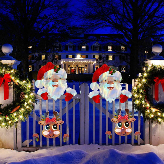 Garden Custom Santa Claus Design Christmas Fence Decoration Set