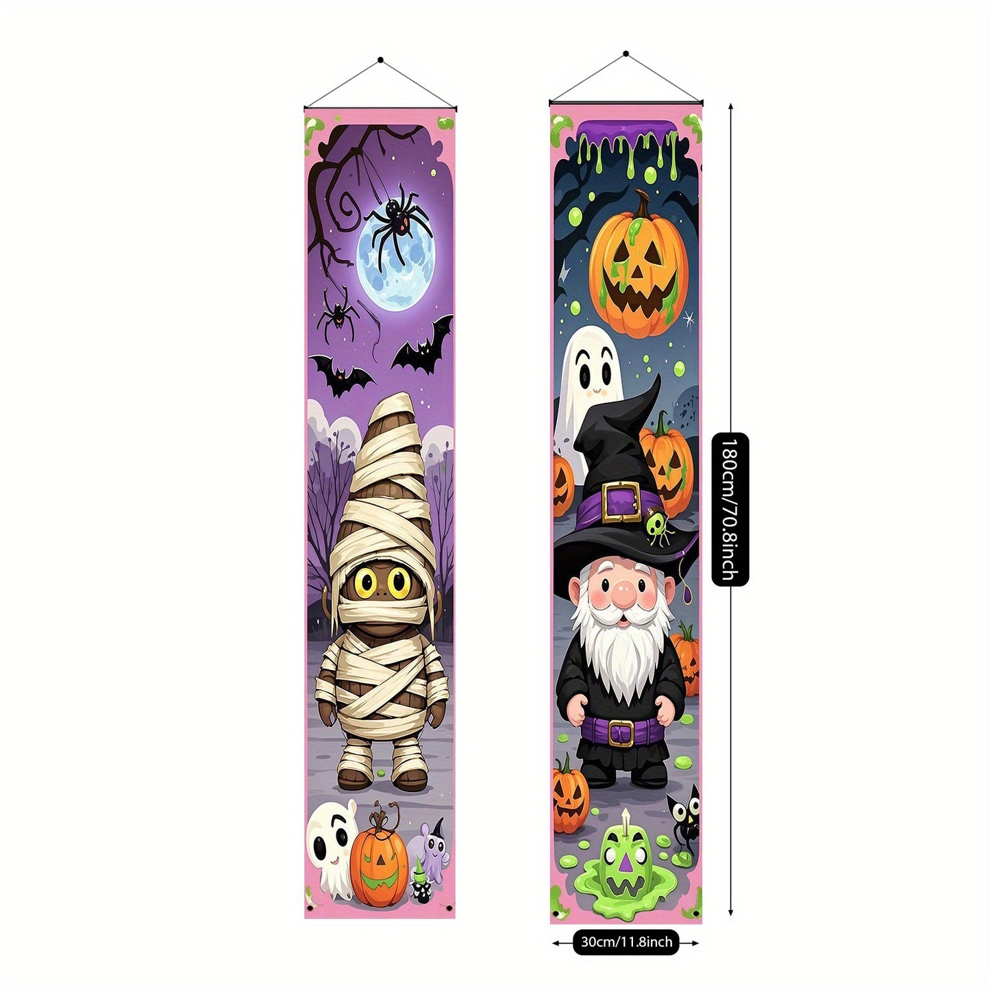 Halloween Mummy and Wizard Couplet Banners