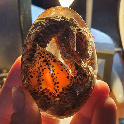 LED Lava Dragon Egg Statue Resin  Reiki Home Decor