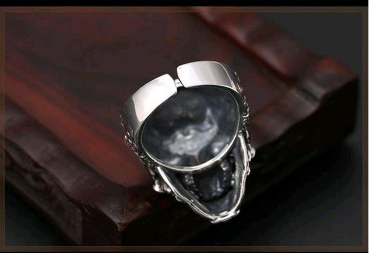 Men's Trendy Sterling Silver Skull Ring
