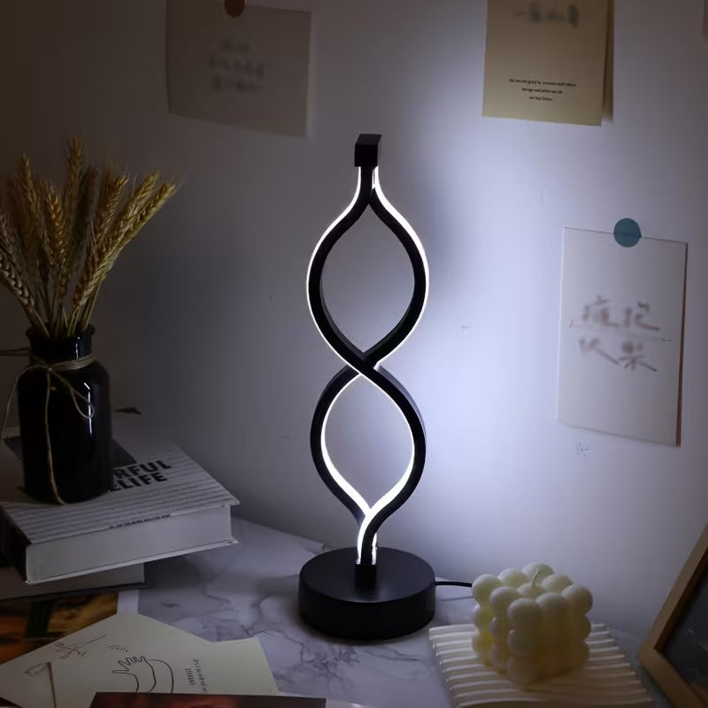 Wave-Shaped USB Desk Lamp – 3-Color Dimmable LED Bedroom Light (Set of 2)