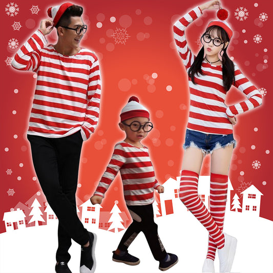 Where's Waldo  Parent-Child Outfit Christmas Cosplay Clothes