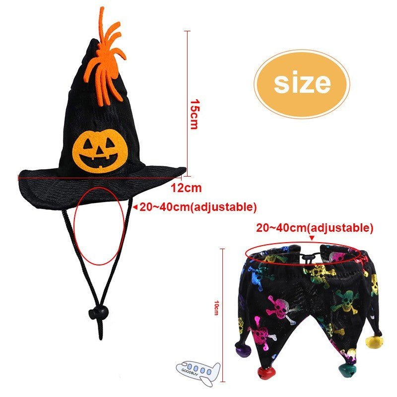 Witch Hat and Festive Pumpkin Collar Pet Costume