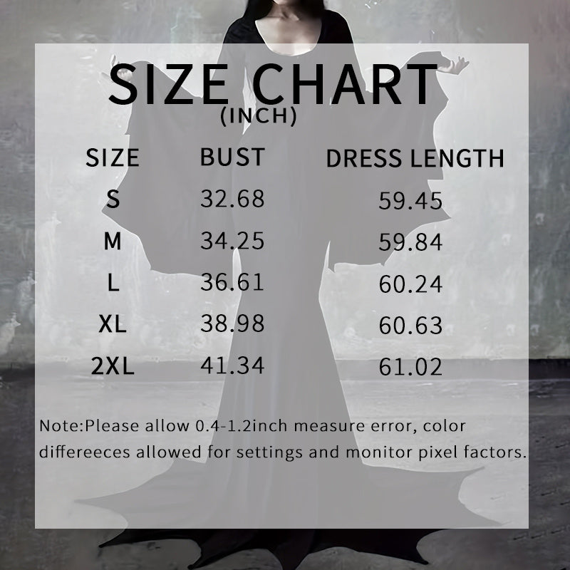Black Gothic Floor Length Bat-Sleeve Gown