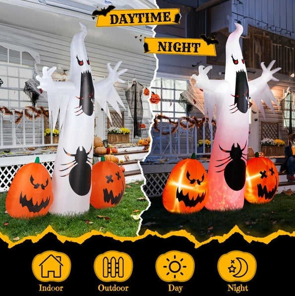 11.8 Ft Halloween Inflatable Ghost w/Pumpkins