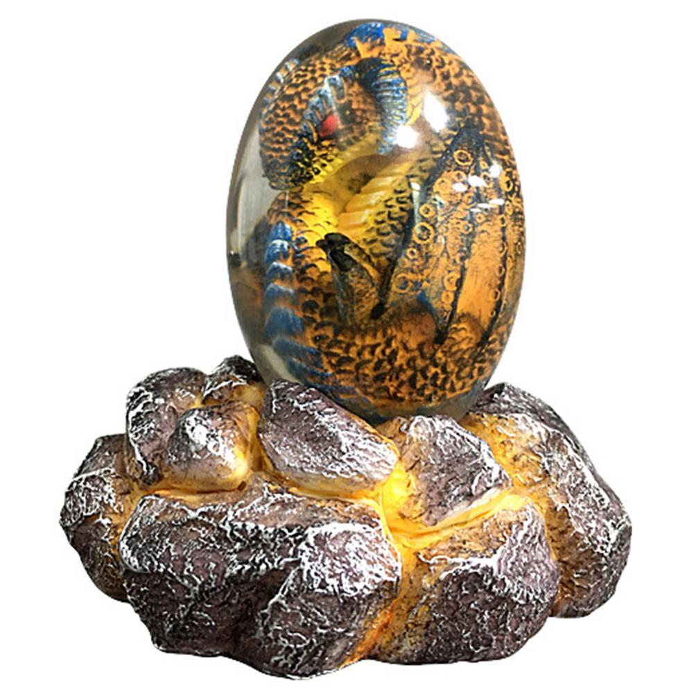 LED Lava Dragon Egg Statue Resin  Reiki Home Decor