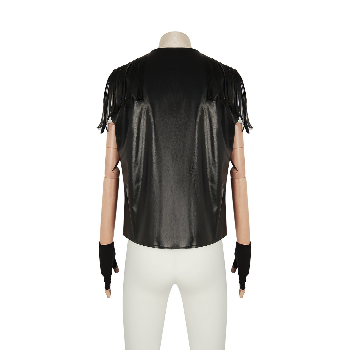 Faux Leather Biker Vest and Gloves