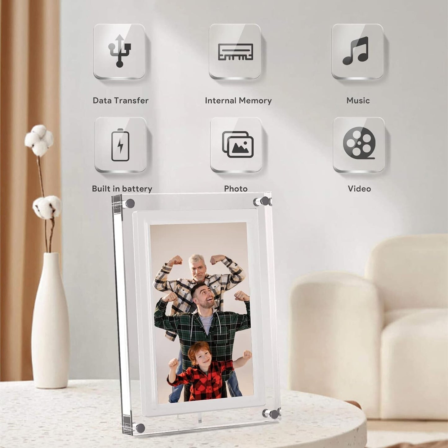 7-Inch Digital Picture Frame,Acrylic Video Frame with Auto Rotate Playback, 2...