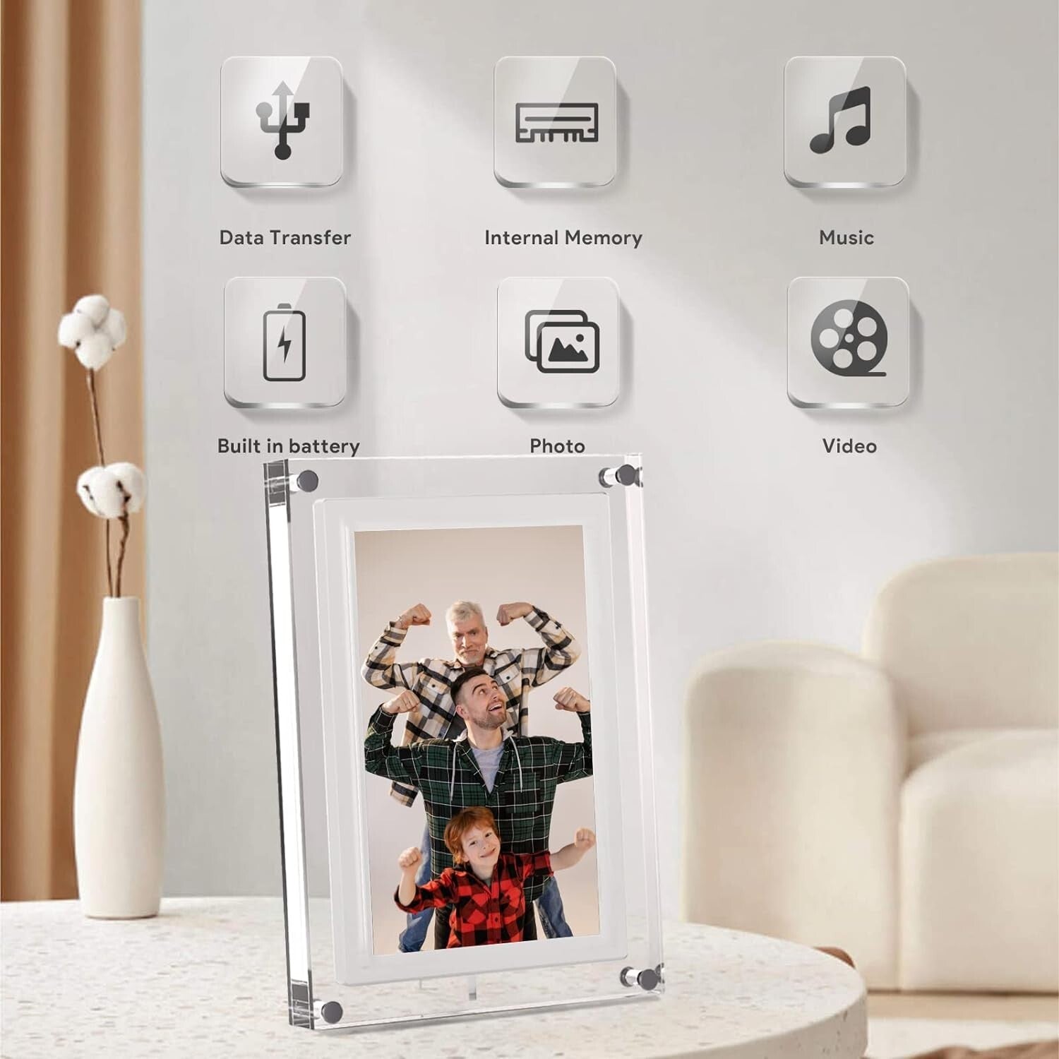 7-Inch Digital Picture Frame,Acrylic Video Frame with Auto Rotate Playback, 2...
