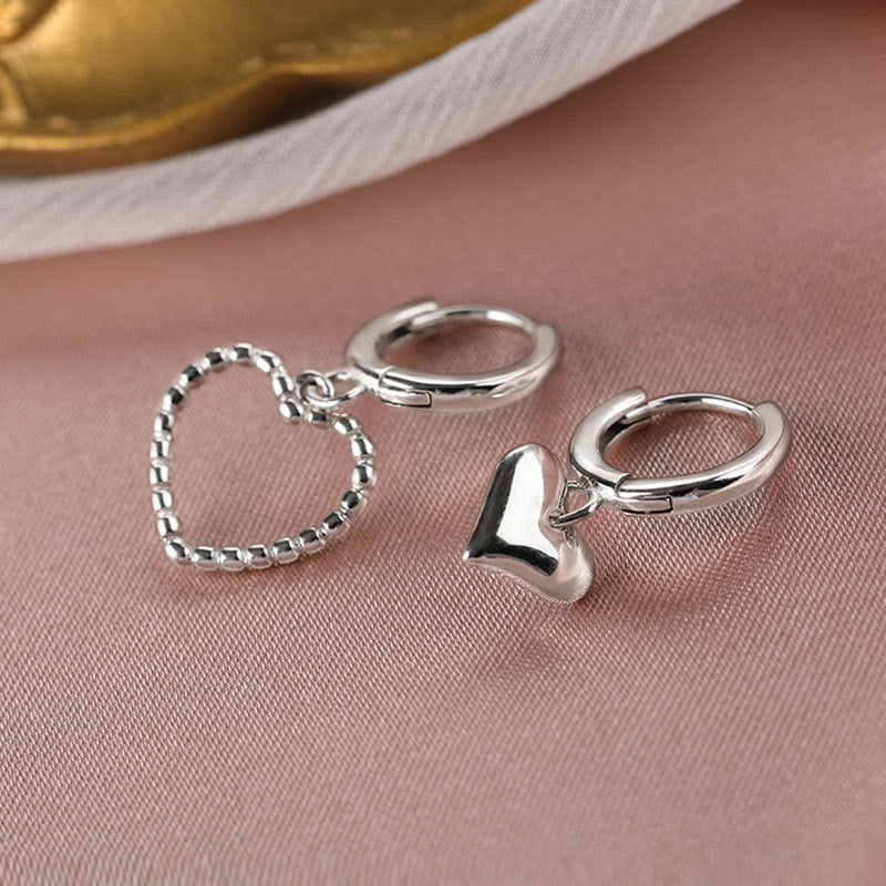 Fashion Trending Hollow Asymmetric Love Heart Earrings