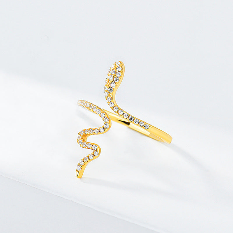 Sterling Silver Fancy Diamond Snake Ring Jewelry