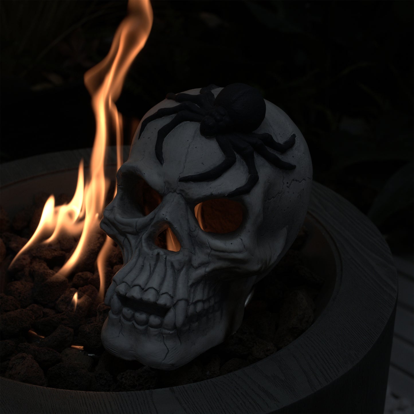 Demon Skull Fire Pit Decoration – Halloween Outdoor Fireplace Skull