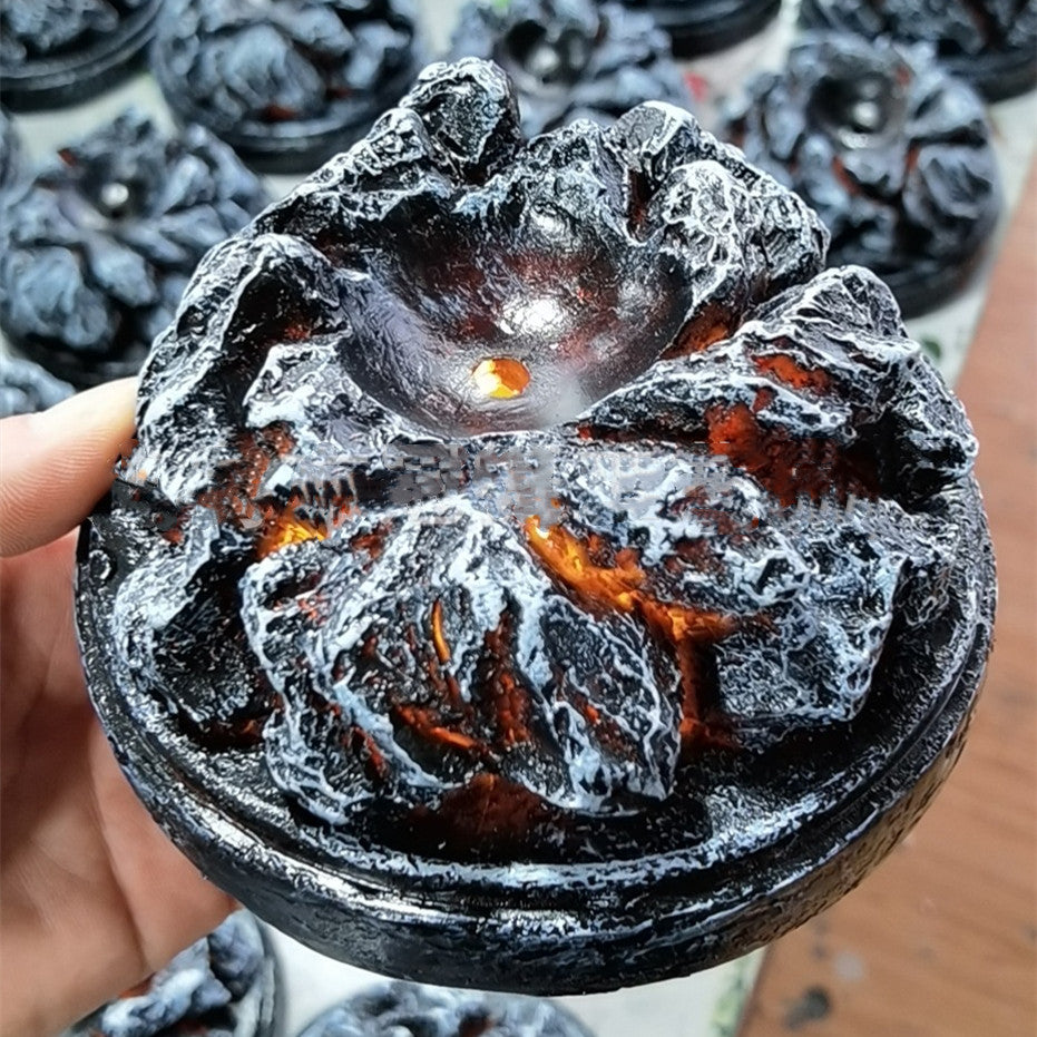 LED Lava Dragon Egg Statue Resin  Reiki Home Decor