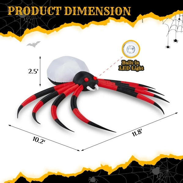 11.8 FT Outdoor Inflatable Spider w/ LED Lights
