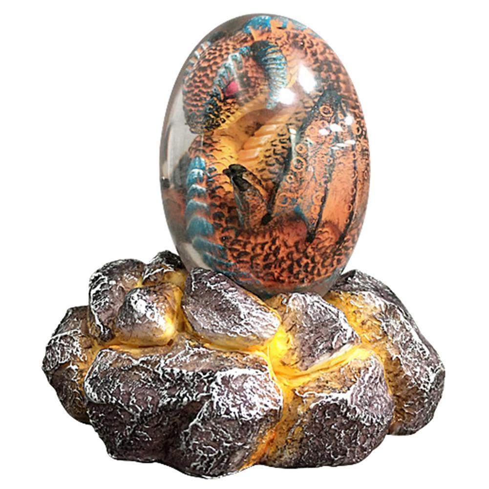 LED Lava Dragon Egg Statue Resin  Reiki Home Decor