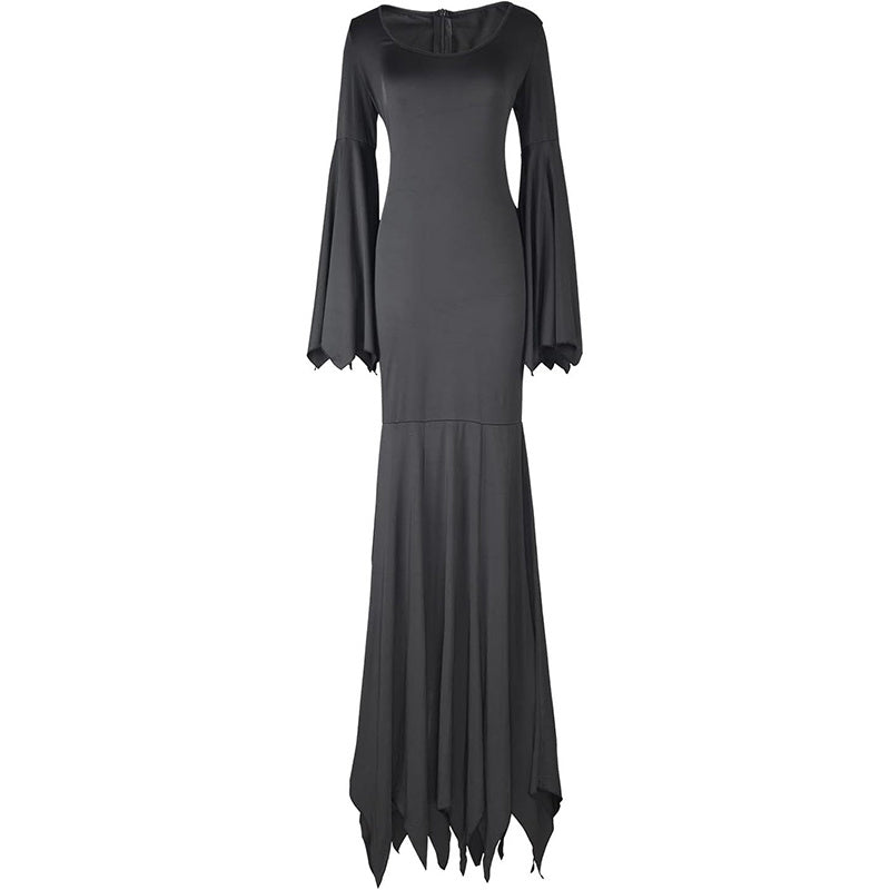 Black Gothic Floor Length Bat-Sleeve Gown