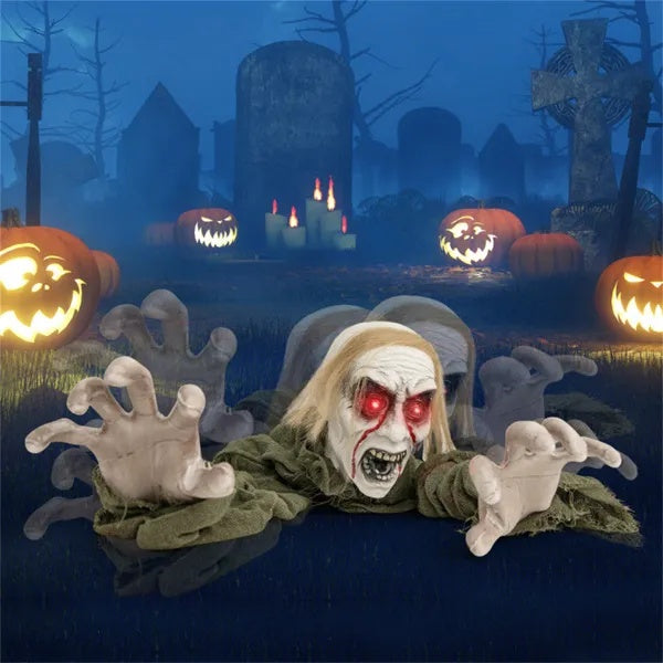 Halloween Zombie Decorations With Glowing Eyes And Spooky Sounds