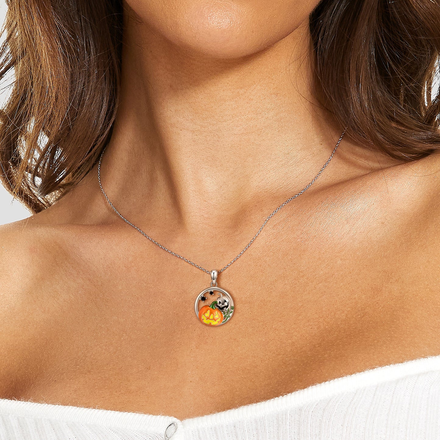 Jack o Lantern  S925 Silver Necklace