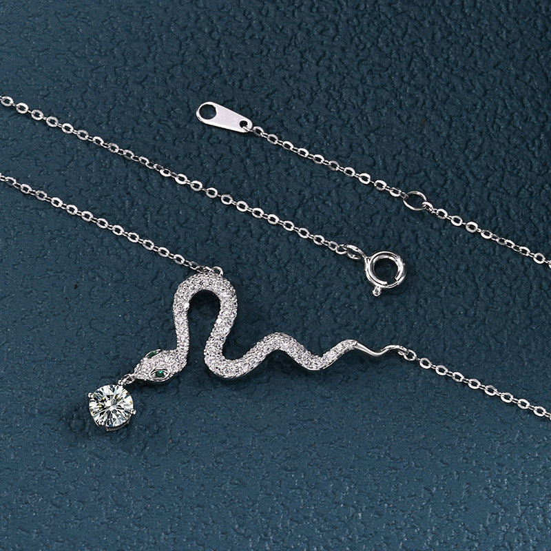 S925 Sterling Silver Jewelry Cross Snake Year Necklace