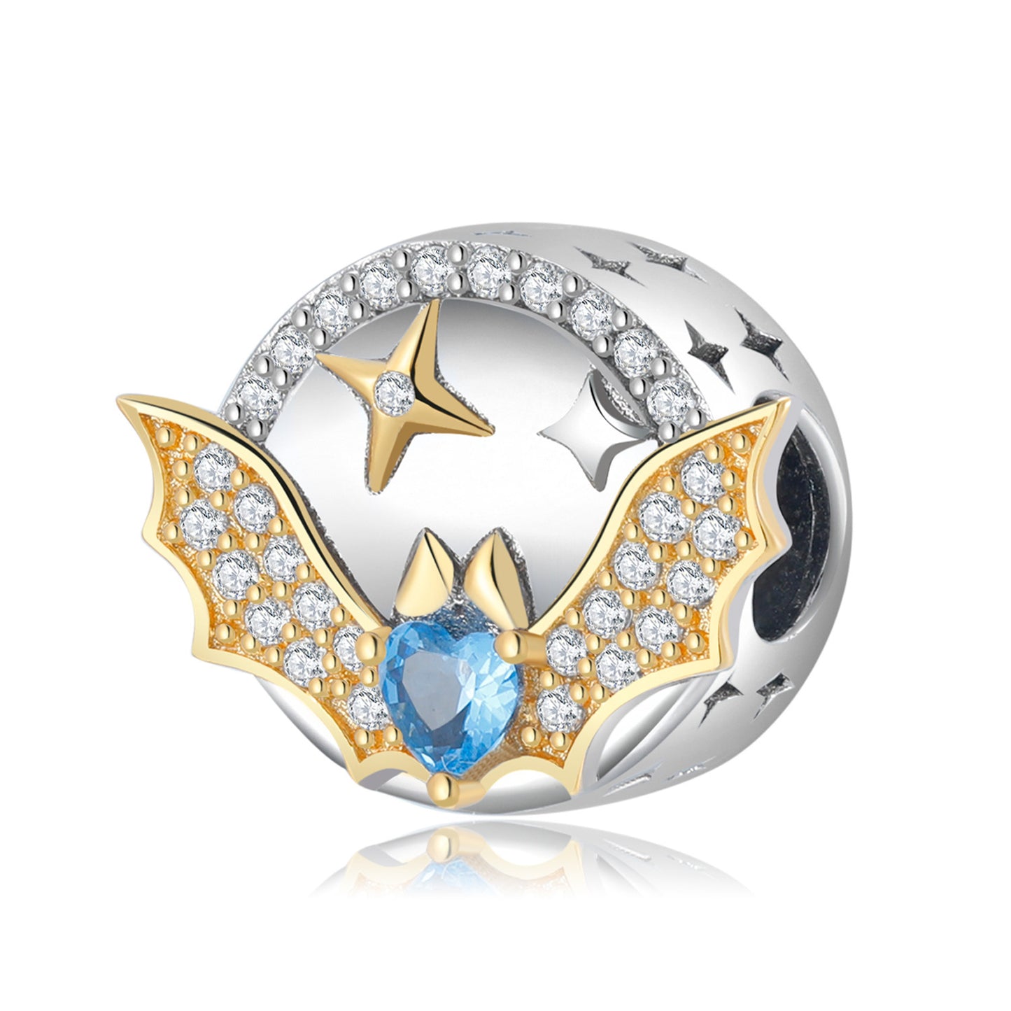 Shiny Bat Beads Halloween Series 925 Sterling Silver Gold-plated Bracelet Diy Accessories