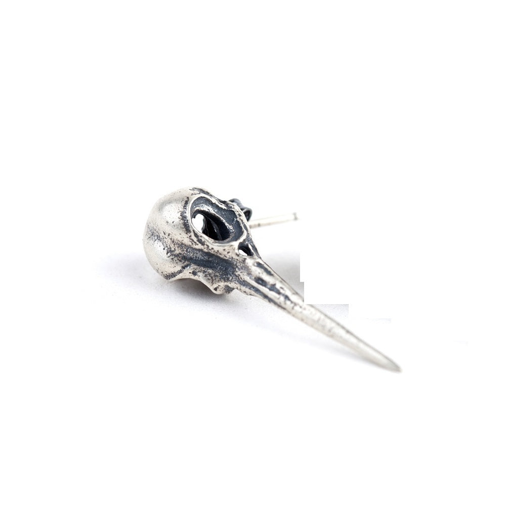 925 Sterling Silver Crow Skull Earrings