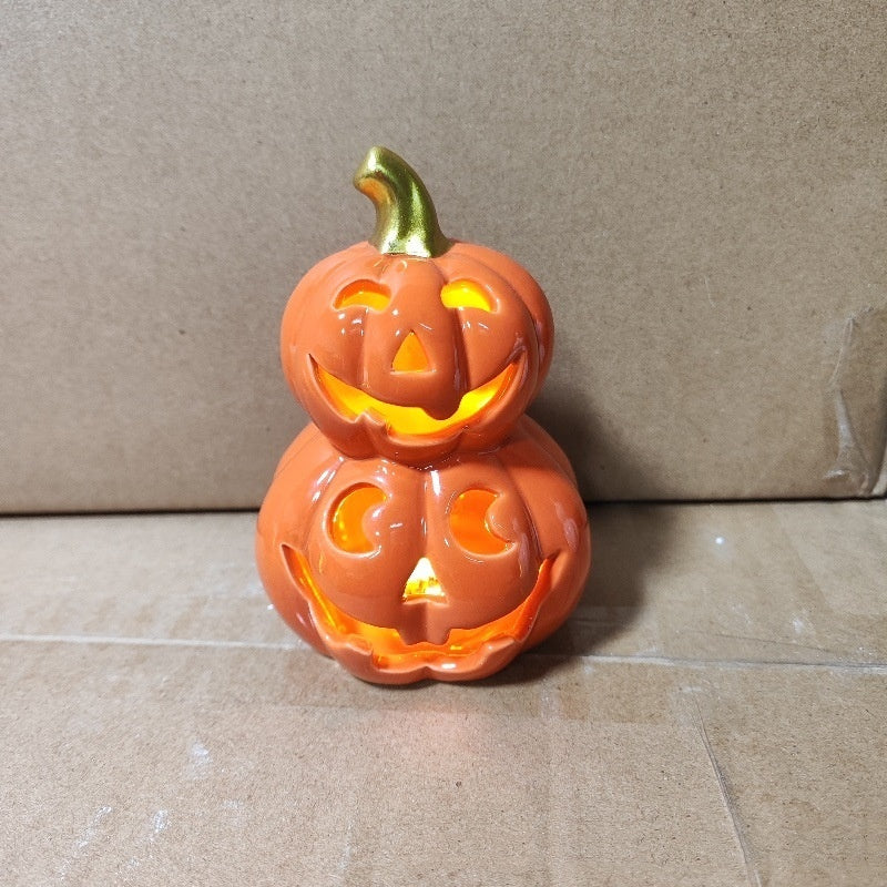 Halloween Pumpkin Lamp Ceramic Luminous Skull or Bat Decoration